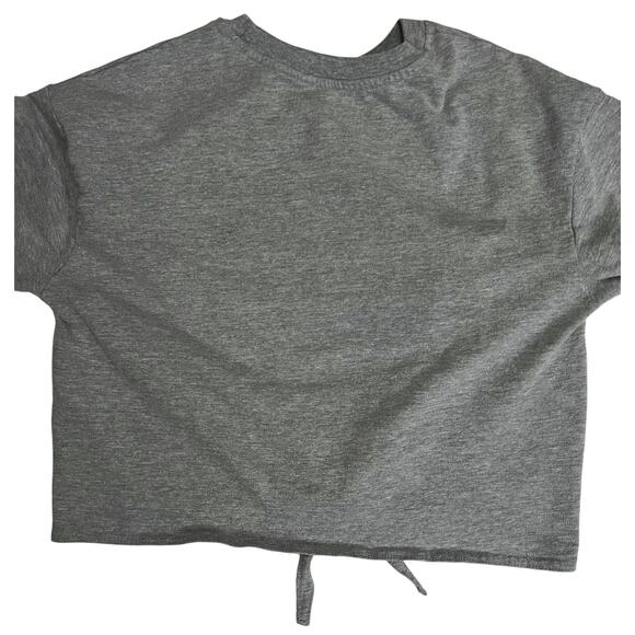 Disney Mickey Mouse Tie-Front Girls Crop Pullover Sweatshirt Gray, Size Small - Picture 6 of 6